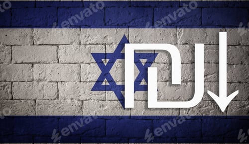 Preview: Symbolic Depreciation Of The National Currency Sheqel Against Of The Country Flag Of Israael