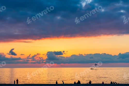 Preview: Golden Sunset Over The Black Sea At Batumi Beach