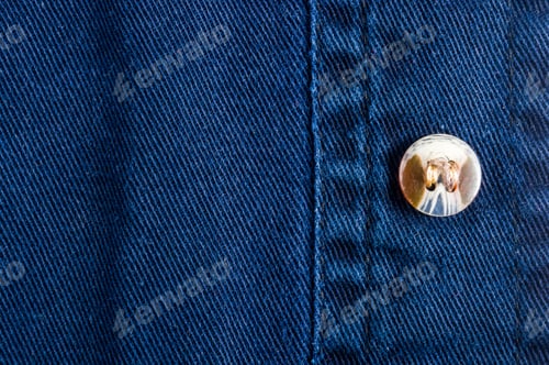Preview: Clothing Items Washed Cotton Fabric Texture With Seams, Clasps, Buttons And Rivets, Macro, Close-Up