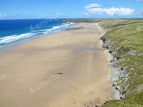 Vista previa: Aerial View Of Perranporth Beach, Cornwall