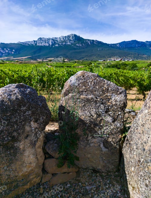 Preview: Dolmen Of San Martin In Laguardia Village In The Rioja Alavesa With The Sierra De Cantabria