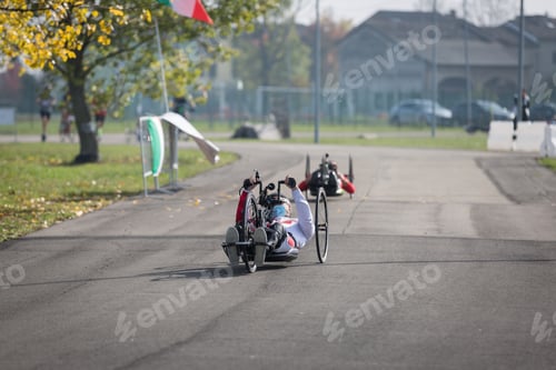Preview: Couple Of Disabled Athlete Training With Their Special Bikes On A Track.