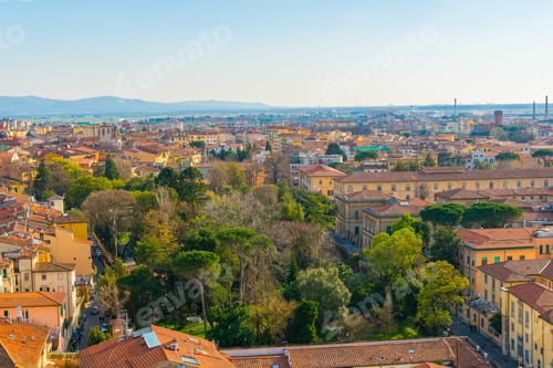 Preview: Aerial View Of The Italian City Pisa Taken From The Top Of The Leaning Tower.
