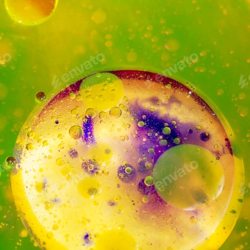 Preview: Abstract, Colorful Composition With Oil, Water And Ink