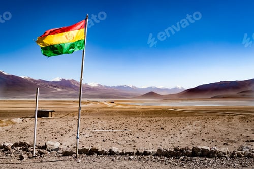 Preview: Bolivian Desert - Flag Of Bolivia - Start Of The 3 Day Salt Flats Tour From Chile To Bolivia