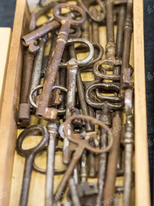 Preview: Unordered Set Of Keys In A Wooden Box.