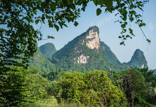 Preview: Beautiful Green, Lush And Dense Karst Mountain Landscape In Yangshuo, Guangxi Province, China