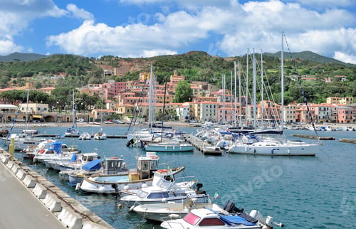 Preview: Village And Harbor Of Rio Marina On Island Of Elba,Tuscany,Mediterranean Sea,Italy