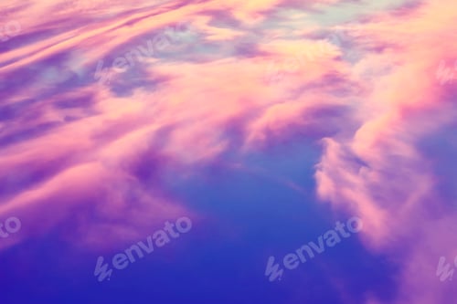 Preview: Blurred Background. Bright Sky With Fluffy Clouds.