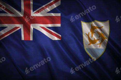 Preview: Closeup Of Grunge Flag Of Anguilla. Flag With Original Proportions