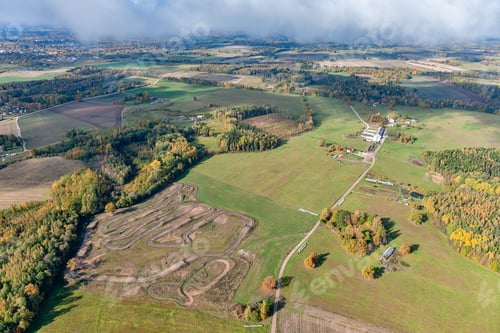 Preview: Aerial View Over The Motocross Track In Autumn