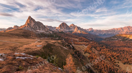 Preview: Autumn In The Dolomites Mountains At Passo Giau.
