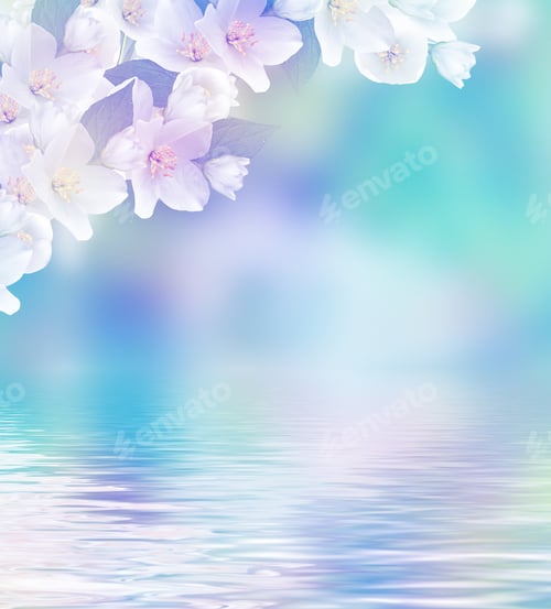 Preview: Spring Landscape With Delicate Jasmine Flowers