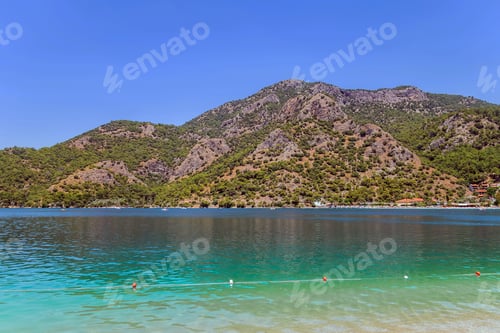 Preview: Summer Landscape Amazing Bay Coastal Scenic Rocks Green Island With Hills, Vacation Background