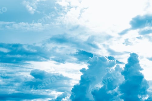 Preview: Blurred Background. Blue Sky And White Fluffy Clouds.