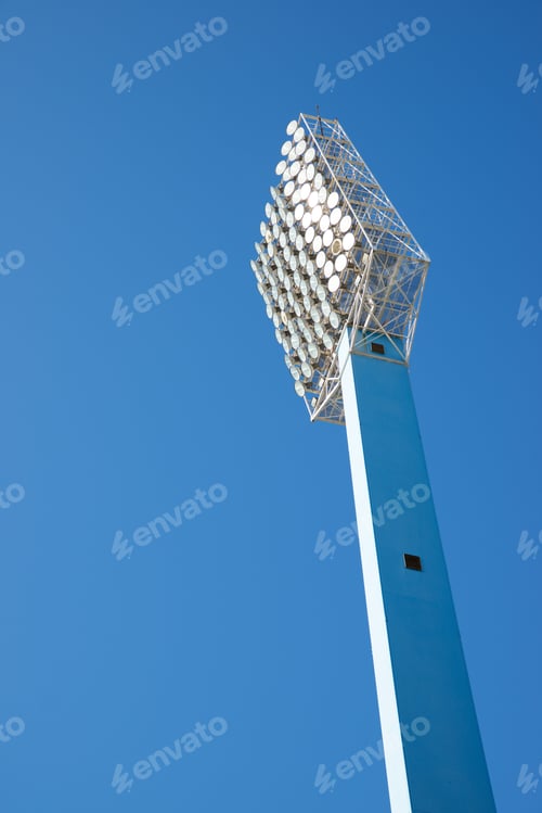 Preview: Stadium Lights With Blue Sky In Zaragoza, Spain.