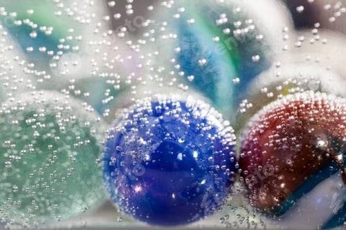Preview: Abstract Underwater Composition With Colorful Glass Balls, Bubbles And Light