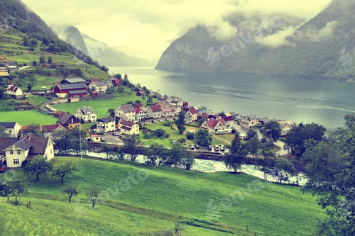 Preview: Undredal, Norway. Retro Filtered Color Tone.