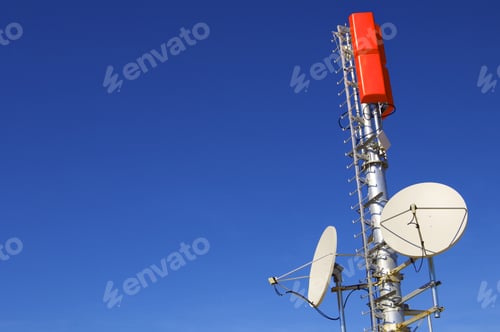 Preview: Closeup Of A Television And Radio Repeater With A Clear Blue Sky