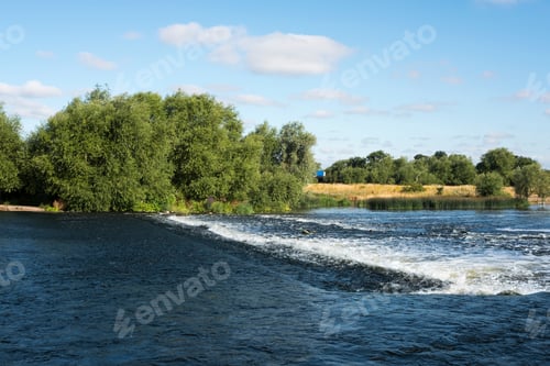 Preview: Fast Flowing River Weir Background