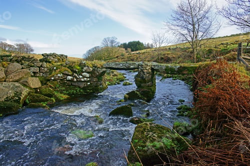 Preview: A Clapper Bridge, An Ancient Form Of Bridge Found On The Moors Of Devon, Formed By Large Flat Slabs