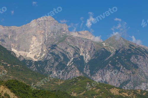 Preview: Scenic Landscape View In Melesin Mountain In Summer Day. Leskovik Area, Albania, Europe.