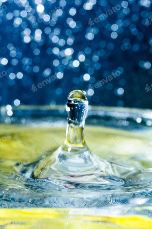Preview: Abstract, Colorful Composition With Small Bokeh Lights, Water Drops And Water Texture. Can Be Used