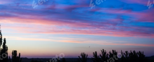 Preview: Landscape With Dramatic Light - Beautiful Golden Sunset With Saturated Sky And Clouds.