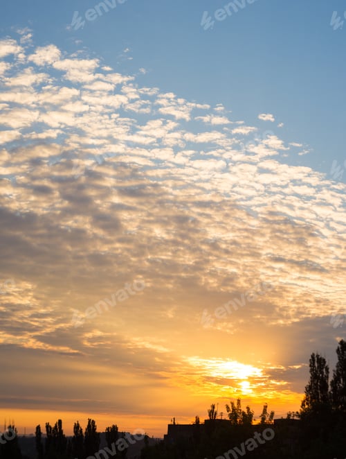 Preview: Landscape With Dramatic Light - Beautiful Golden Sunset With Saturated Sky And Clouds.