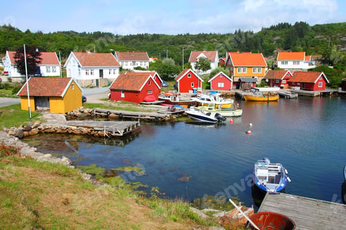 Preview: Norway - Skjernoya Island In The Region Sorlandet. Small Fishing Harbour - Farestad.