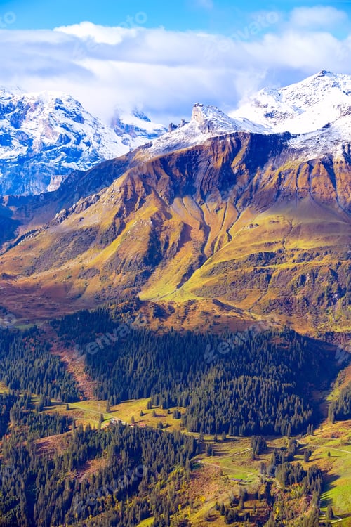Preview: Swiss Alps Mountain Snow Peaks Aerial View, Switzerland