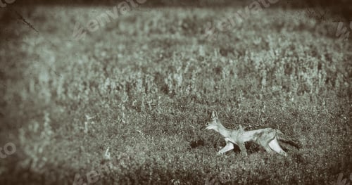 Preview: Vanishing Africa: Vanishing Africa: Vintage Style Image Of A Jackal In The Ngorongoro Crater
