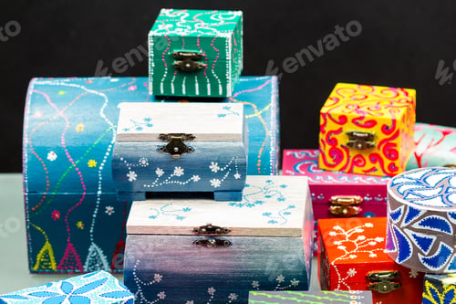 Preview: Painted, Wooden Small Boxes For Multiple Purposes