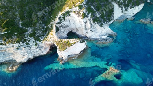 Preview: Aerial Drone Bird'S Eye View Photo Of Tropical Rocky Arch Called Tripitos With Turquoise Clear
