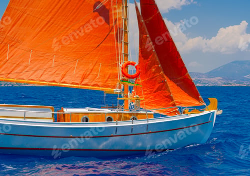 Preview: The Bow Of A Greek Classic Sailing Boat In Spetses Island