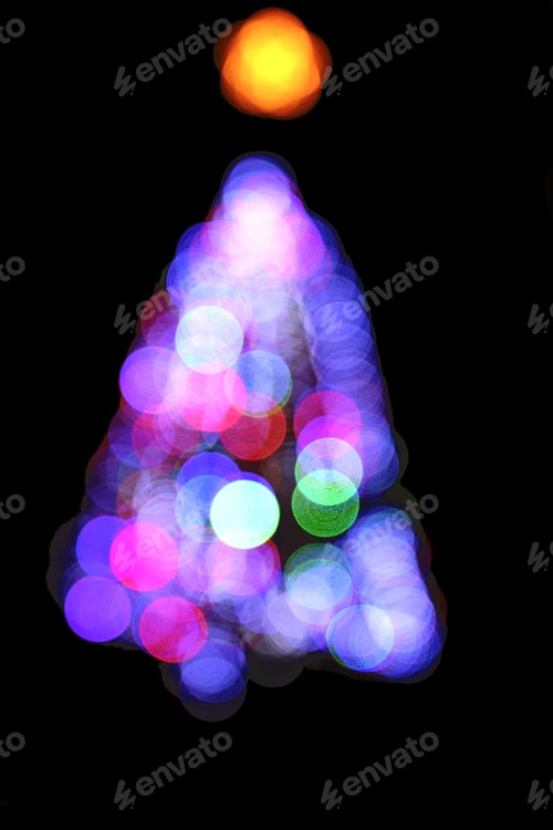 Preview: Christmas Tree Lights Bokeh Background, Ripponden, West Yorkshire, England, Uk