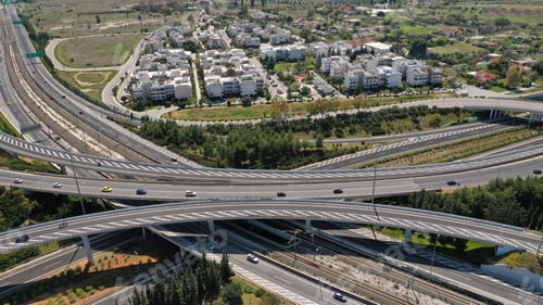 Preview: Aerial Drone Photo Of Multilevel Highway Junction Toll Road Of Attiki Odos Connecting Attica To