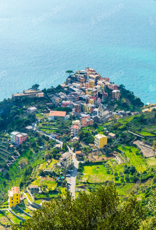 Preview: Aerial View Of Corniglia Village Which Is Part Of The Famous Cinque Terre Region In Italy.