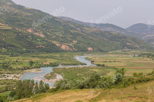 Preview: Scenic Landscape View In Albanian Mountain And Black Drin River, Lure National Park.