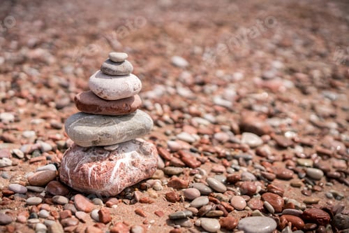 Preview: Pile Of Stacked Stones On The Beach, Coast Of Montenegro