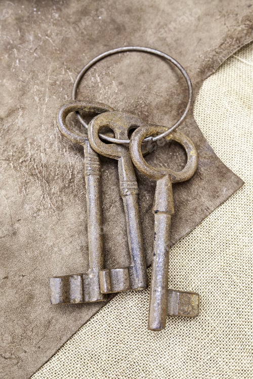 Preview: Old Metal Keys, Detail Of A Classic Metal Keys, Textured Background