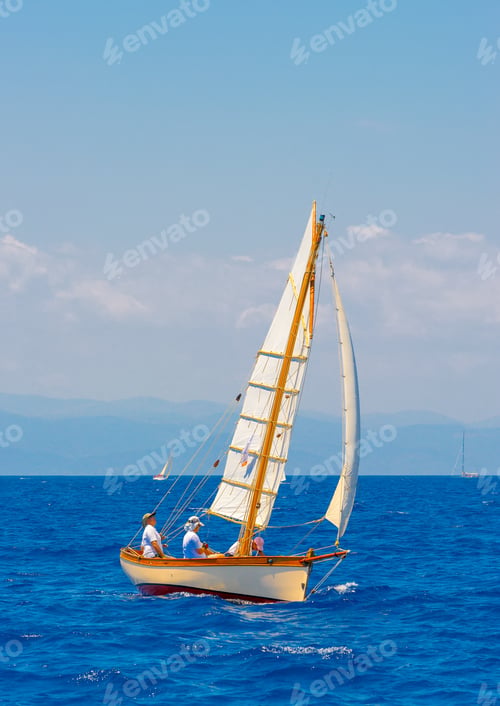Preview: Classic Wooden Sailing Boats In A Race, Spetses Island In Greece
