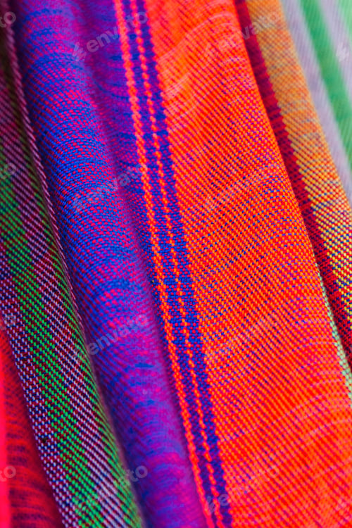 Preview: Material Hammoc In A Garden. Close Up. El Salvador, Central America