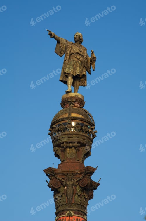 Preview: View Of The Details Of Famous Mirador De Colon - Columbus Monument - Situated In Barcelona, Spain.