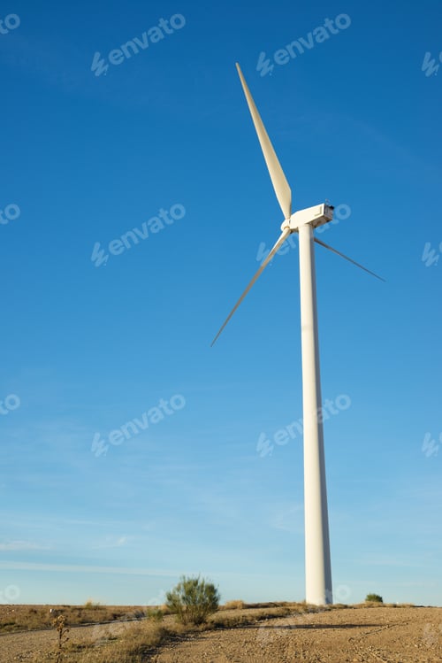 Preview: Wind Turbine For Electric Power Production, Zaragoza Province, Aragon In Spain.