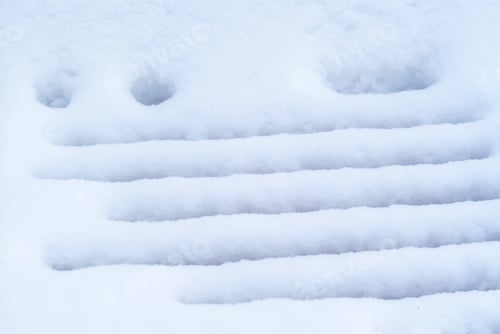 Preview: Background - Snow-Covered Slats Of City Park Bench Outdoor, Closeup