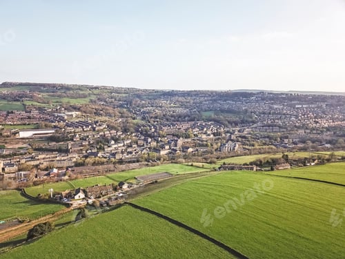 Preview: Aerial View Of Sowerby Bridge From Norland, West Yorkshire, Uk