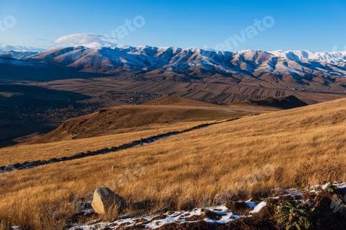 Preview: Breathtaking Snowy Mountain Landscape With Settlements, Armenia