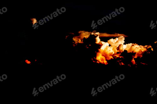 Preview: Black Sky With Fluffy Clouds. Natural Background.