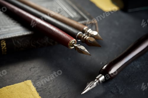 Preview: Nib Pens For Calligraphy On A Old Book.